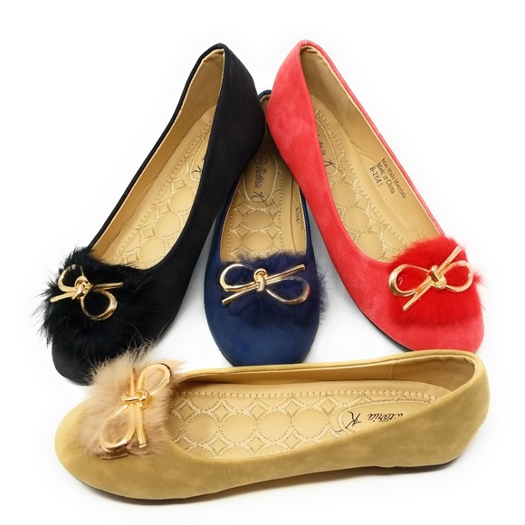 Feather Embellished Bow Flats, B-2641, Black - Picture 5 of 6